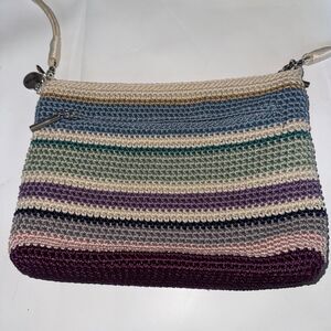 NWOT The Sak Sequoia Crochet Shoulder Bag Multi Color Stripes Boho Hobo